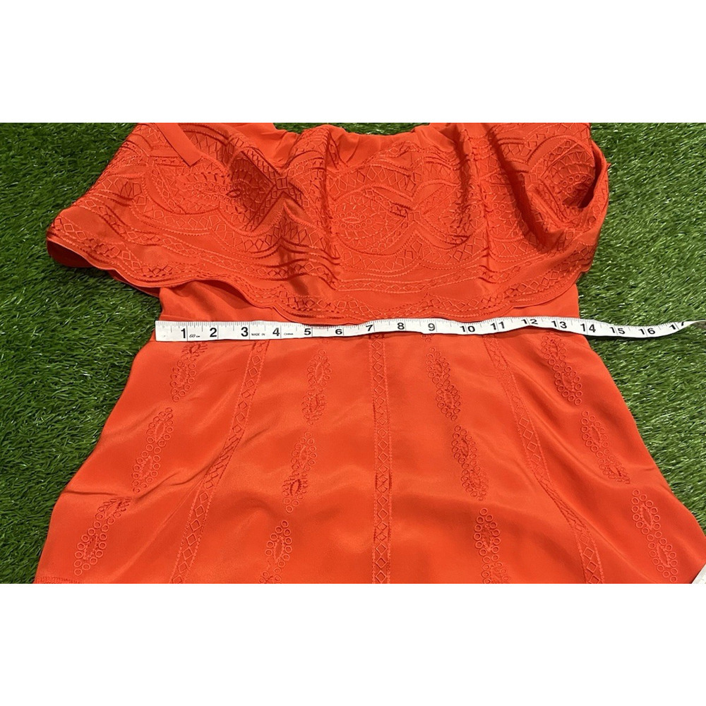 PARKER Nia Orange Silk Embroidered Lace Popover Party Dress Small NEW $398 - Picture 7 of 13